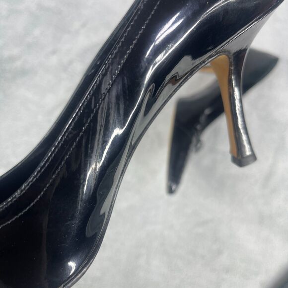 Isaac Mizrahi Women's Pumps 10B Black Leather Pointed Toe Slip On Stiletto Heel - Picture 10 of 14